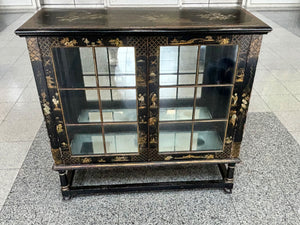 Pair of Antique Ebonized Chinoiserie Cabinets