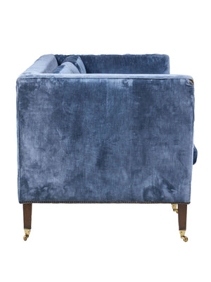 George III Style Mahogany and Blue Velvet Sofa