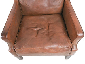 Pair of 1960s Danish Leather Club Chairs in the Style of Børge Mogensen