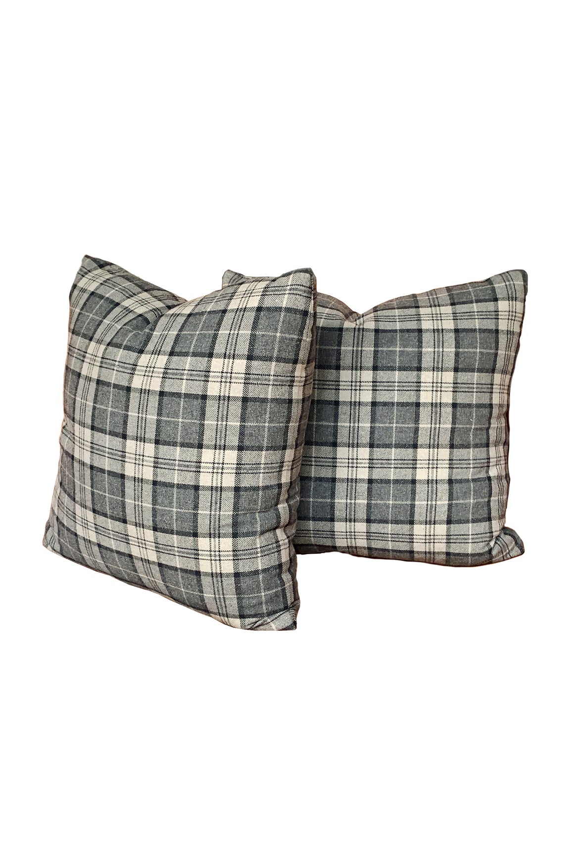 Cafiero Select Exclusive Custom Gray Plaid Pillows - A Pair