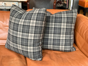 Cafiero Select Exclusive Custom Gray Plaid Pillows - A Pair
