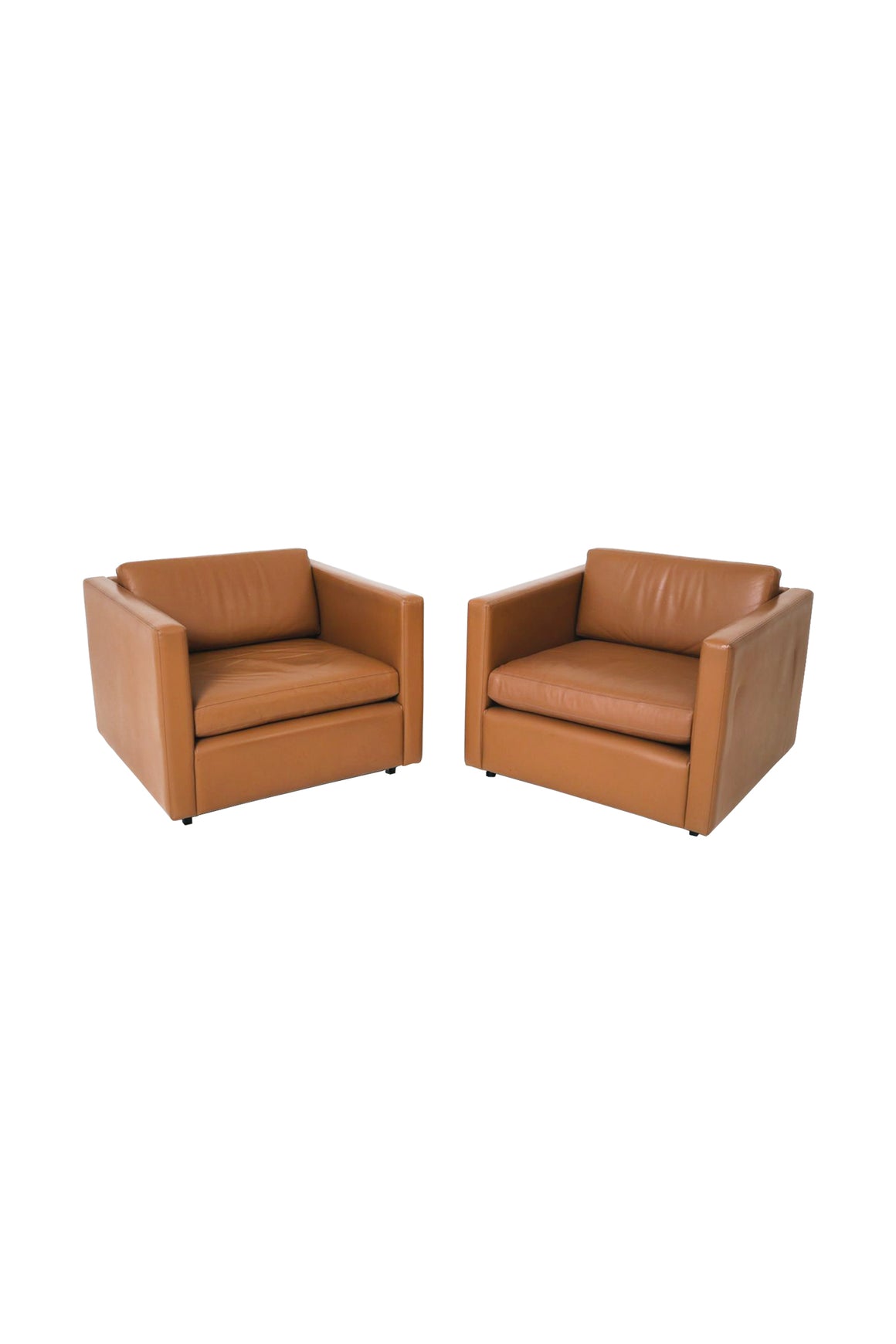 Midcentury Modern Caramel Club Chairs by Charles Pfister for Knoll - A Pair