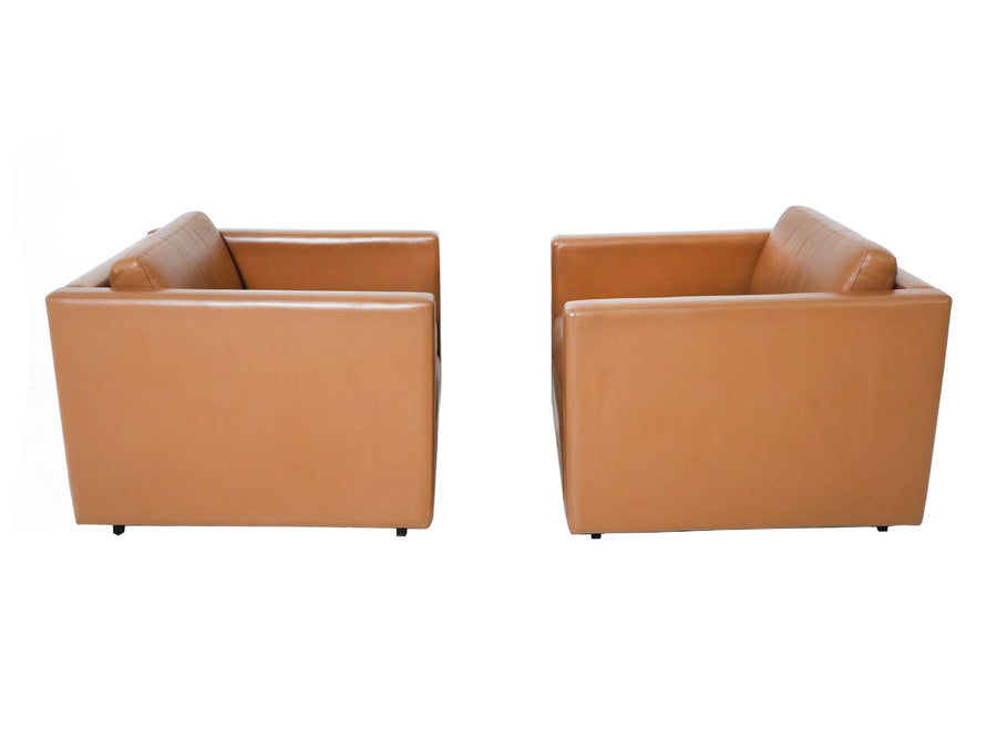 Midcentury Modern Caramel Club Chairs by Charles Pfister for Knoll - A Pair