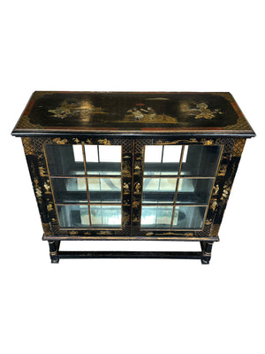 Pair of Antique Ebonized Chinoiserie Cabinets