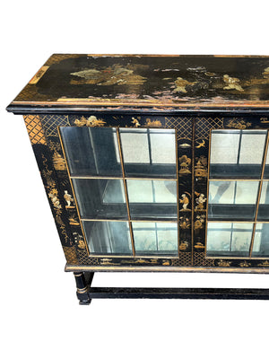 Pair of Antique Ebonized Chinoiserie Cabinets