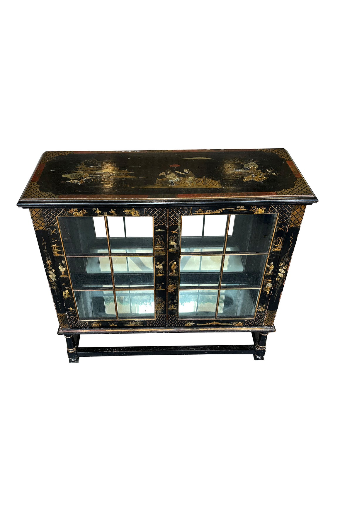 Pair of Antique Ebonized Chinoiserie Cabinets