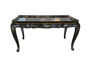 Chinoiserie Black Lacquer Side Table