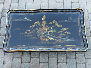 Chinoiserie Black Lacquer Side Table