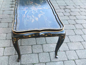 Chinoiserie Black Lacquer Side Table