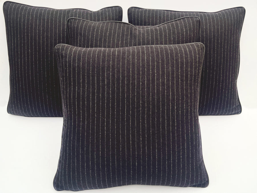 Custom Square Pillows With Loro Piana Striped Cashmere - A Pair