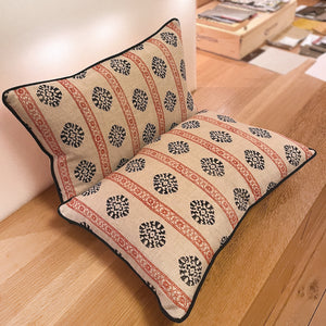 Custom Pillows in Red & Indigo Printed Fabric - a Pair