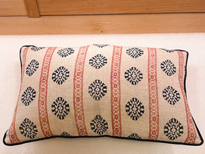 Custom Pillows in Red & Indigo Printed Fabric - a Pair