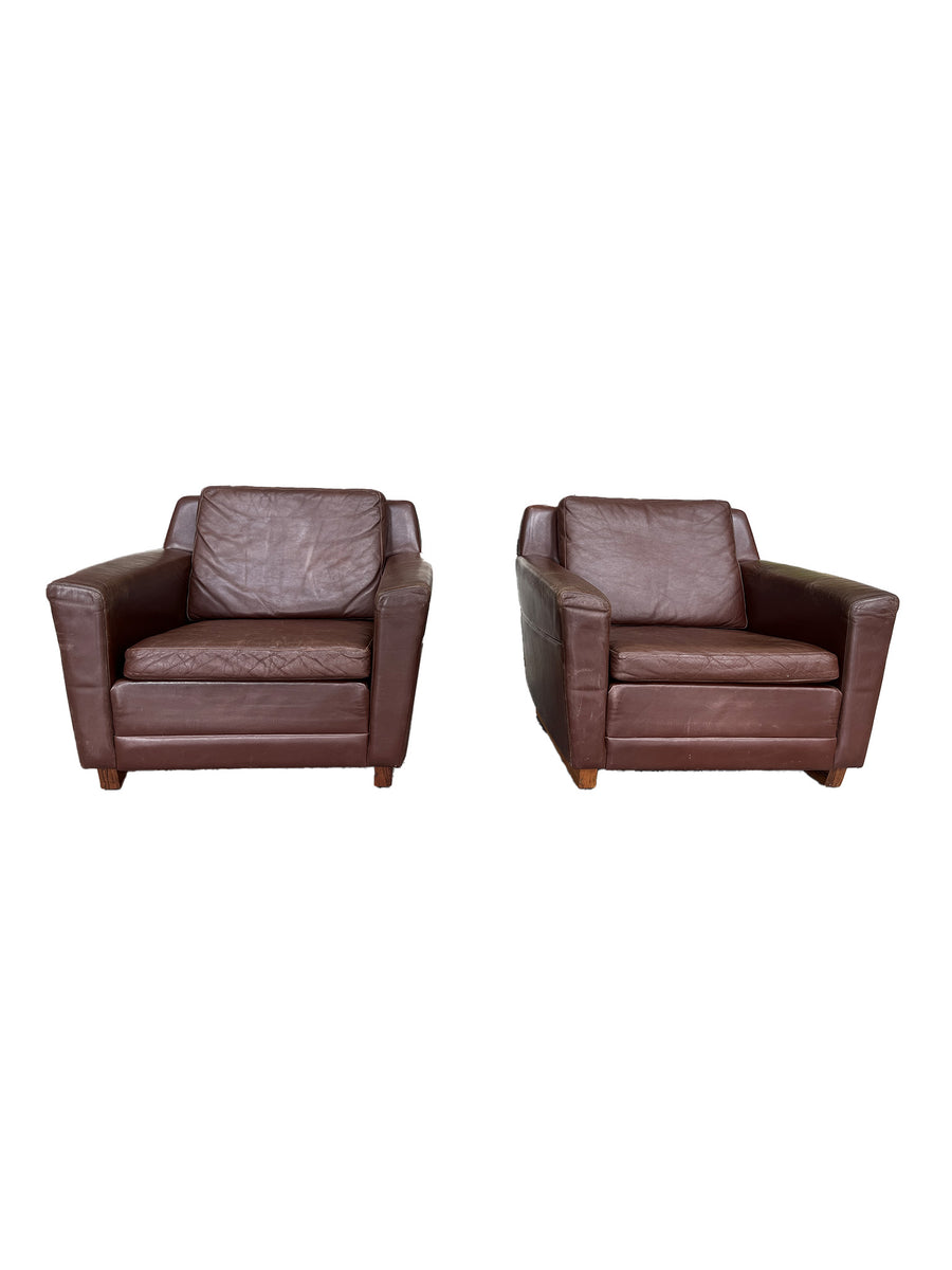 Pair of 1960s Rosewood and Leather Armchairs by Georg Thams