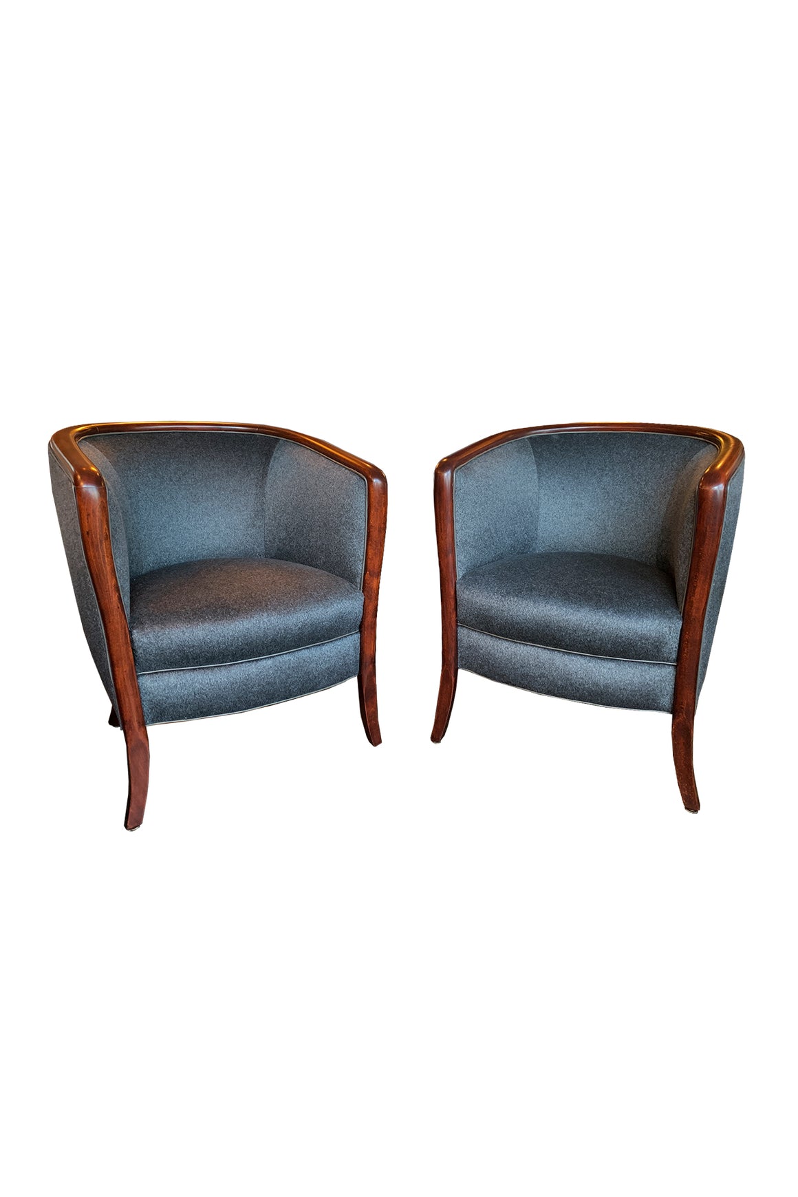 Pair of 1940s Danish Art Deco Walnut Armchairs