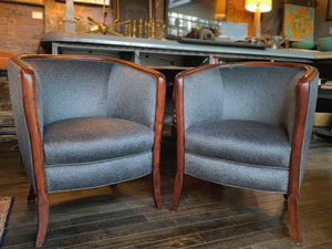 Pair of 1940s Danish Art Deco Walnut Armchairs