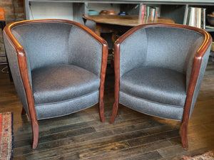 Pair of 1940s Danish Art Deco Walnut Armchairs