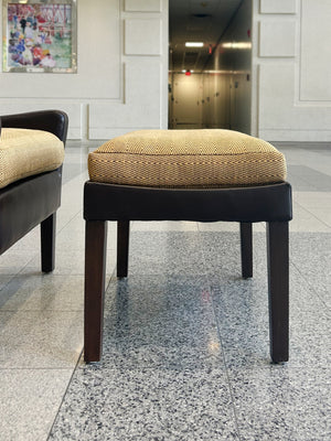 Danish Modern Leather Wingback & Ottoman in the Style of Børge Mogensen