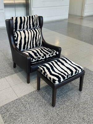 Børge Mogensen Style Leather Wingback & Ottoman | ON HOLD