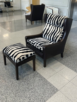 Børge Mogensen Style Leather Wingback & Ottoman | ON HOLD