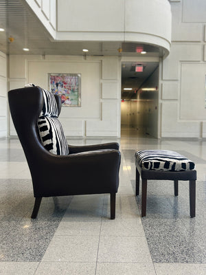 Børge Mogensen Style Leather Wingback & Ottoman | ON HOLD