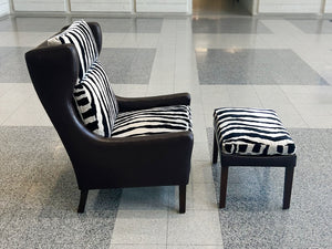 Børge Mogensen Style Leather Wingback & Ottoman | ON HOLD