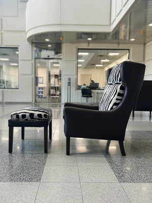 Børge Mogensen Style Leather Wingback & Ottoman | ON HOLD