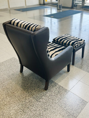 Børge Mogensen Style Leather Wingback & Ottoman | ON HOLD
