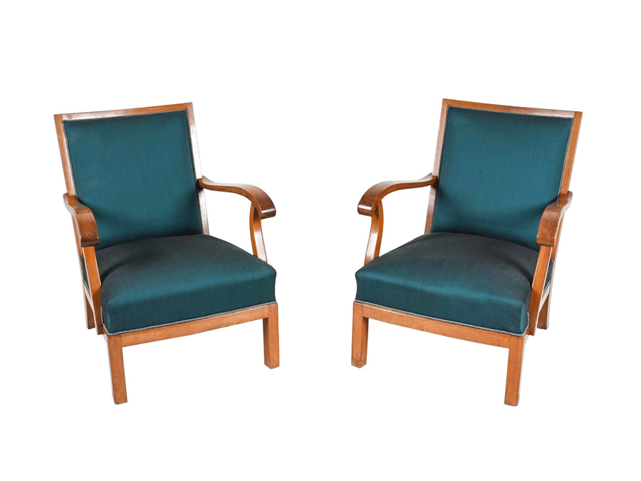 1950s Danish Modern Mahogany Lounge Chairs by Erik Wørts - A Pair
