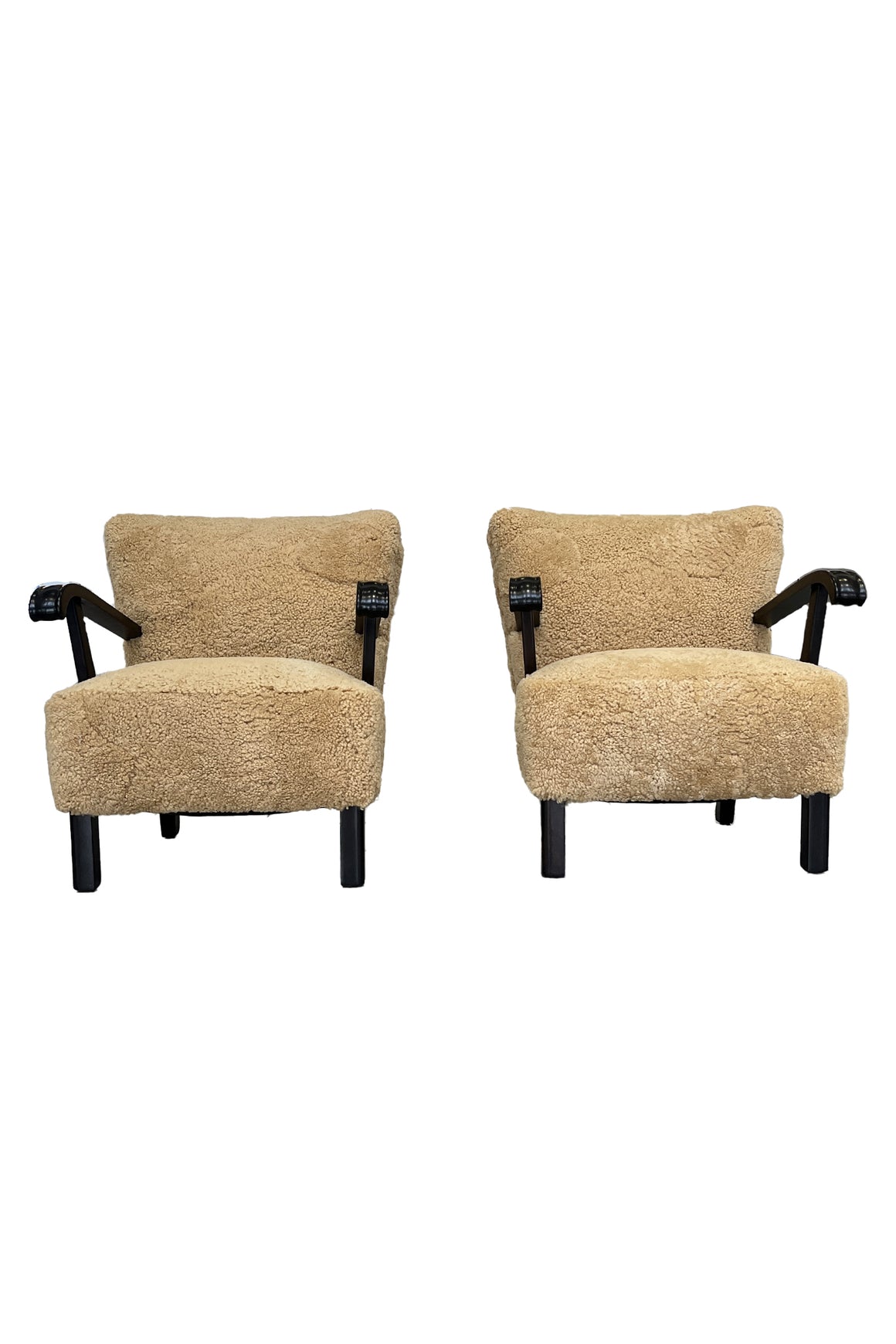 Pair of Shearling Armchairs by Alfred Christensen