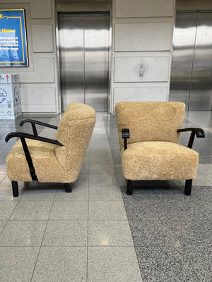 Pair of Shearling Armchairs by Alfred Christensen
