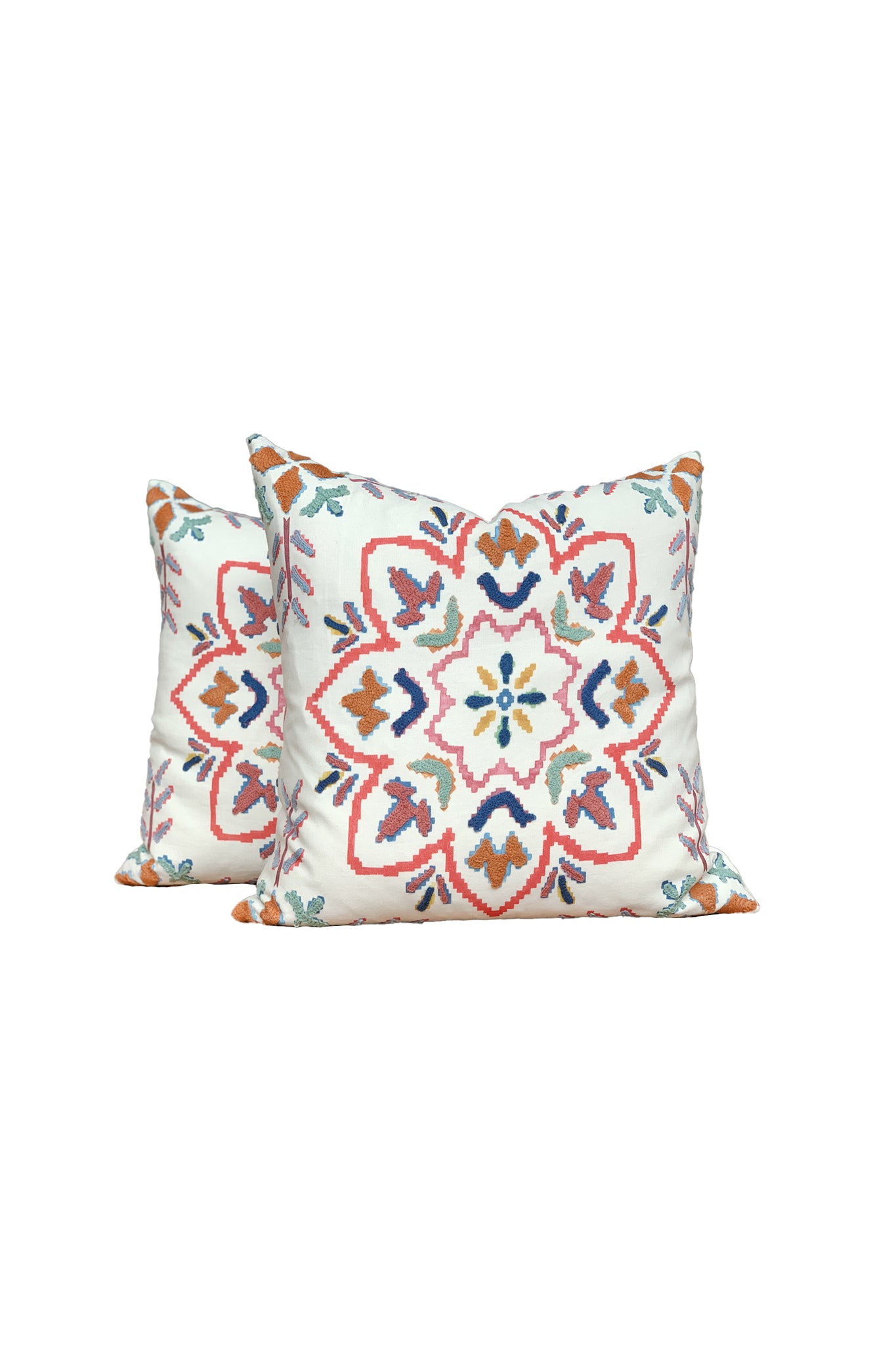 Custom Pillows in Jane Churchill Chintal Embroidered Fabric - A Pair
