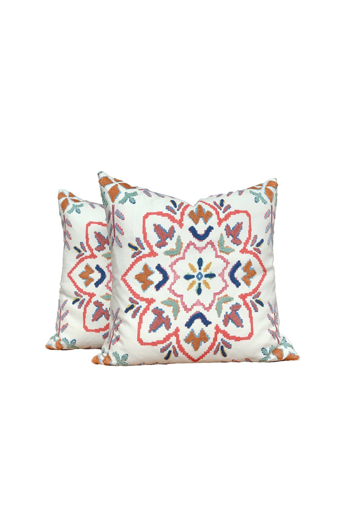 Custom Pillows in Jane Churchill Chintal Embroidered Fabric - A Pair