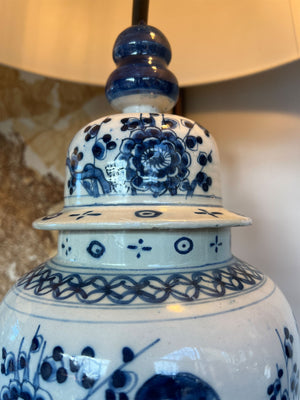 Pair of Delft Porcelain Ginger Jar Table Lamps