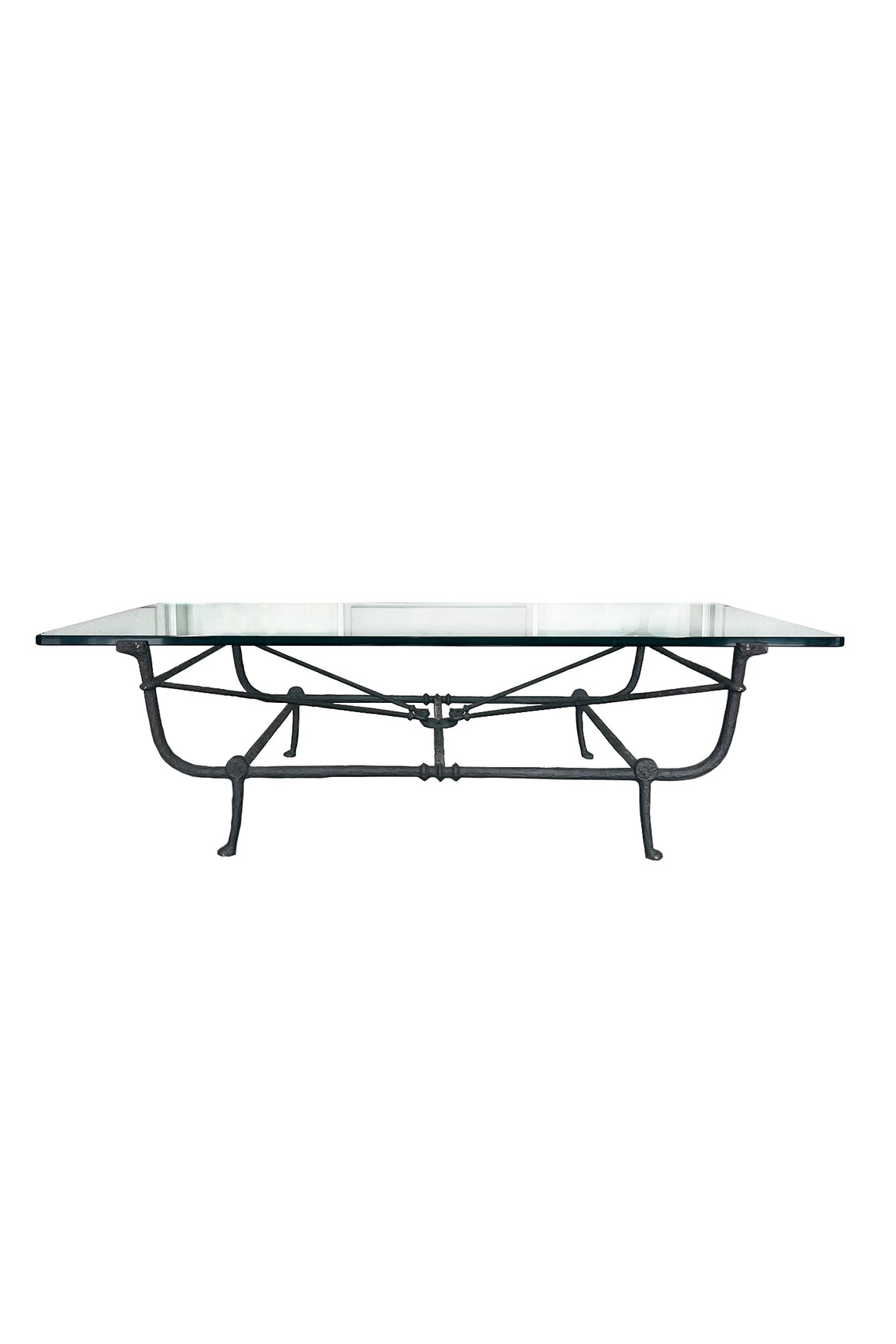 Diego Giacometti Style Bronze & Glass Coffee Table