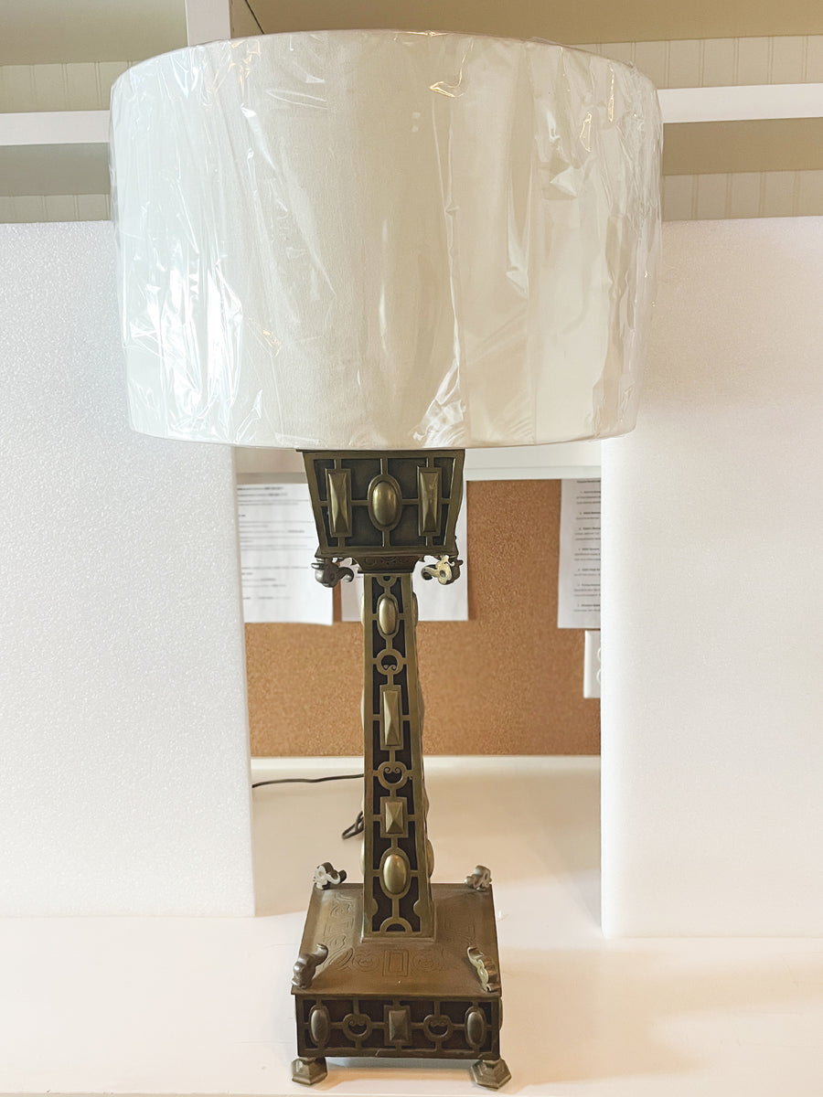 Early 20th Century Aesthetic Movement Brass Table Lamp