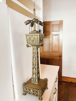 Early 20th Century Aesthetic Movement Brass Table Lamp