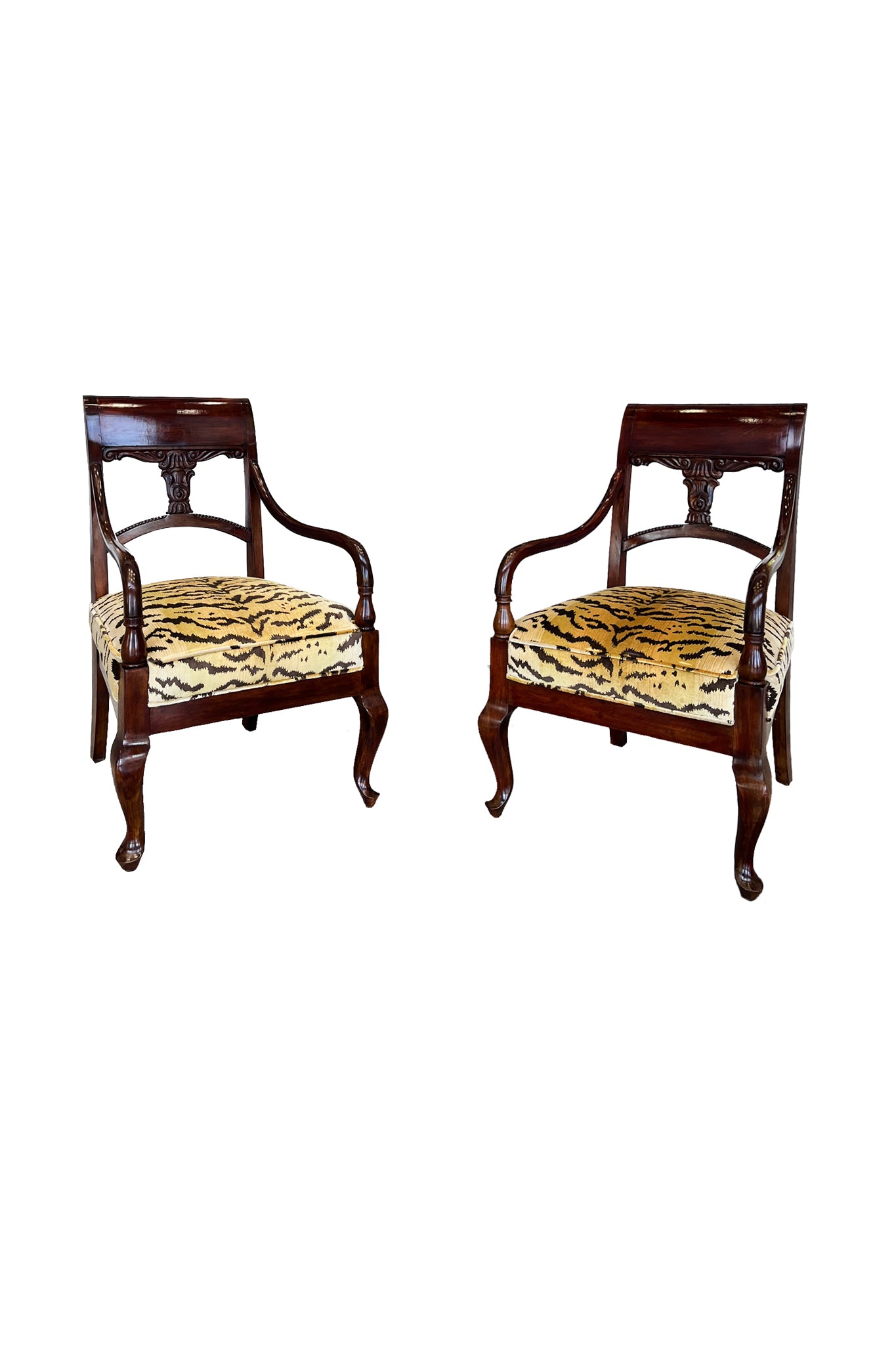 Early 20th Century Danish Biedermeier Style Mahogany Armchairs - A Pair