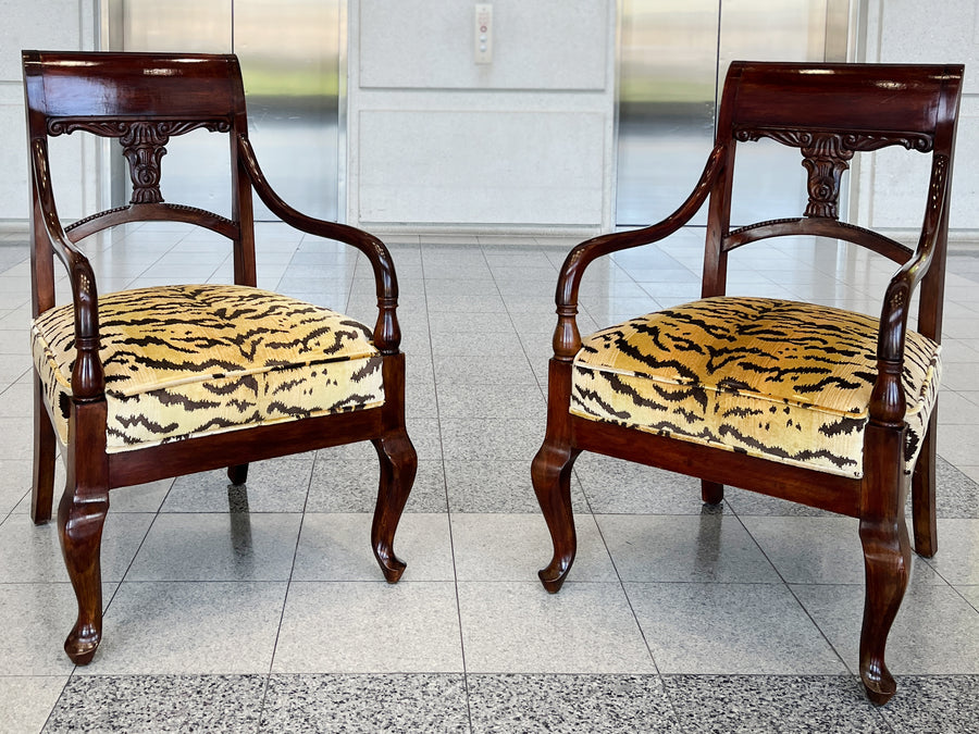 Early 20th Century Danish Biedermeier Style Mahogany Armchairs - A Pair