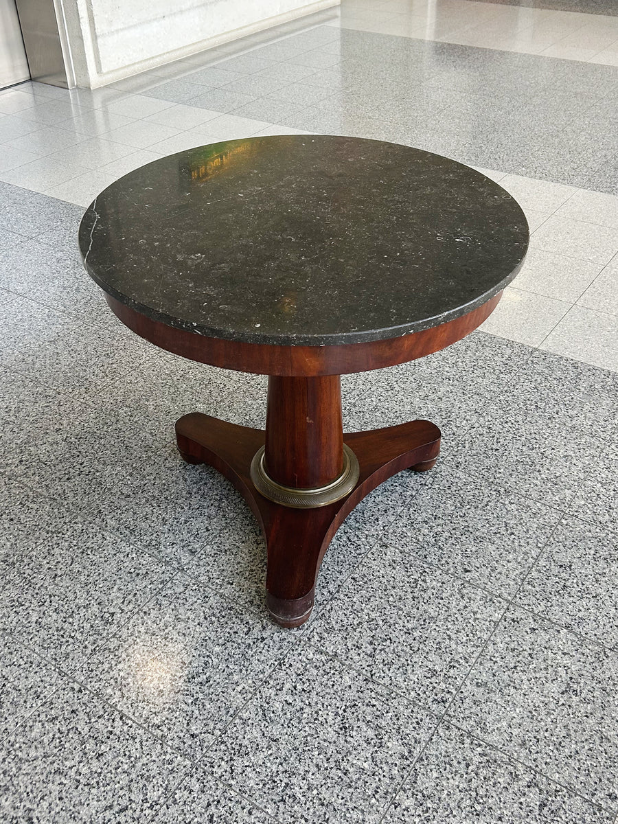 Empire Marble & Mahogany Round Pedestal Table