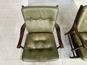 Pair of Danish Modern "Casa" Armchairs by Farstrup in Green Leather