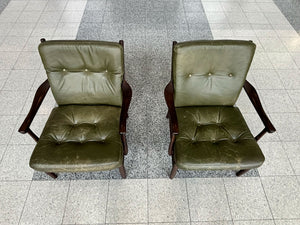 Pair of Danish Modern "Casa" Armchairs by Farstrup in Green Leather