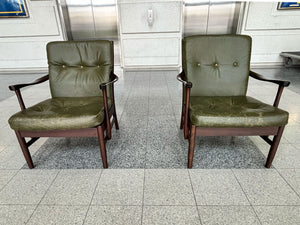 Pair of Danish Modern "Casa" Armchairs by Farstrup in Green Leather