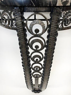French Wrought Iron & Marble Top Console Table