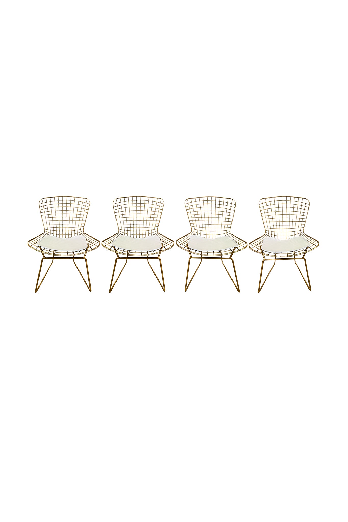 Gold Chrome Steel Chairs in the Style of Harry Bertoia - A Set of 4