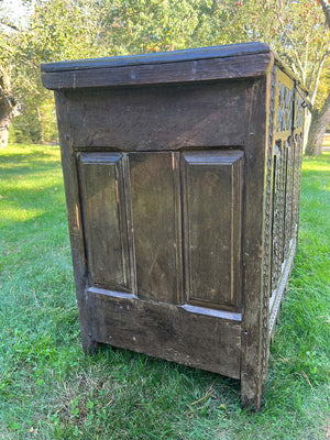 Antique Gothic Revival Trunk with Painted Interior