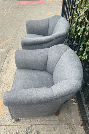 Pair of 1950s Danish Modern Channeled Club Chairs by Møbler