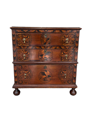 William and Mary Inlaid Mahogany 2-Piece Chest of Drawers