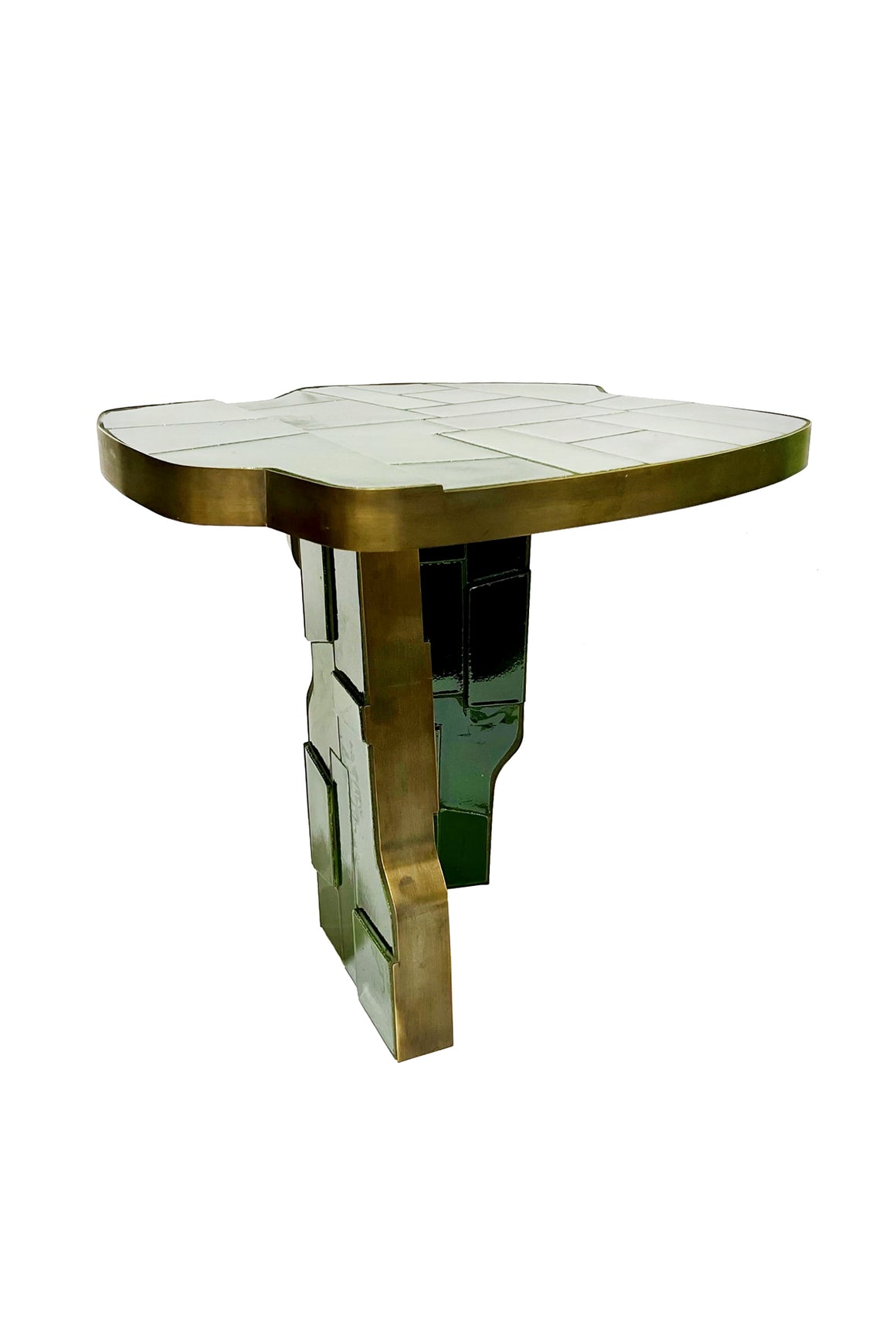 Italian Raku Ceramic & Bronze Sculptural Side Table