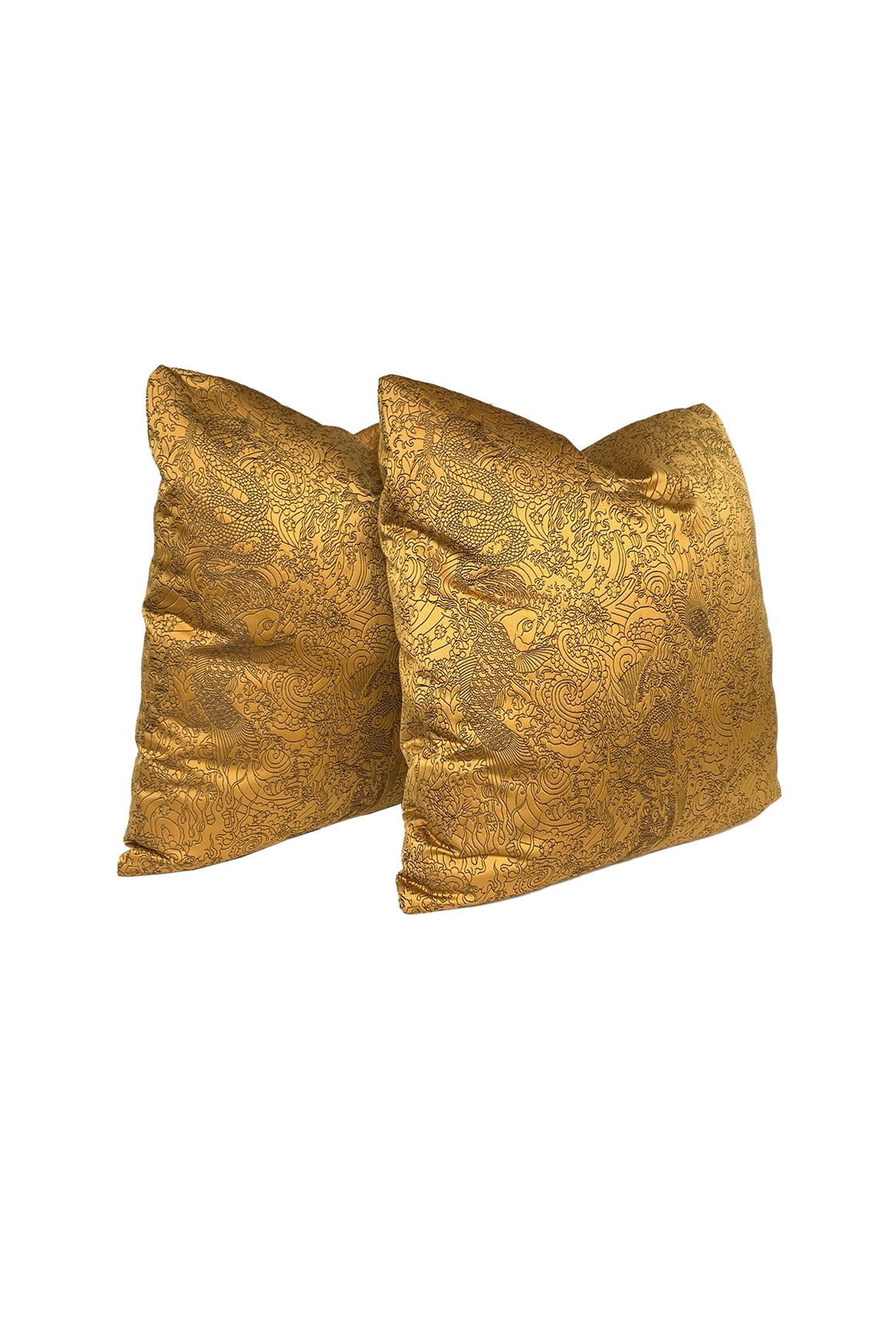 Jean Paul Gaultier Gold Satin Jacquard Pillows - A Pair