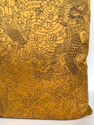 Jean Paul Gaultier Gold Satin Jacquard Pillows - A Pair